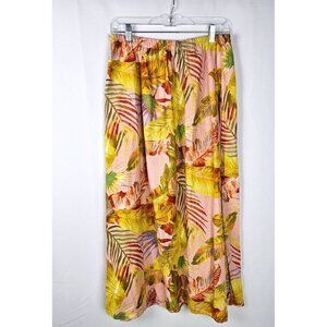 Rachel Roy Linen Blend Maxi Skirt Tropical Print Medium Boho Resortwear